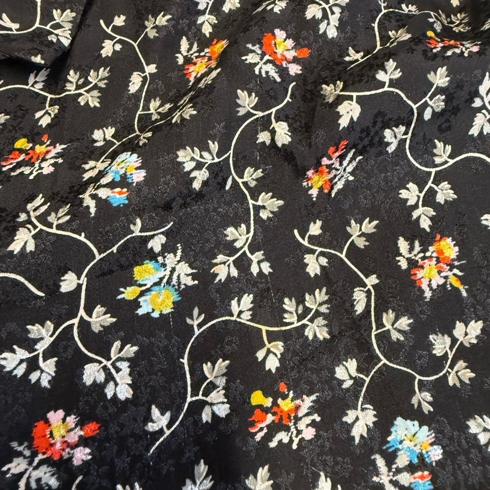 Rebecca Taylor 100% Silk Black Floral Vine Print Cropped Wide Leg Jumpsuit - Picture 15 of 15